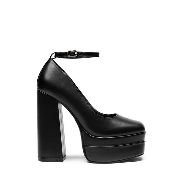 Women's High Heel Platform Pumps - BLACK-PU - 3